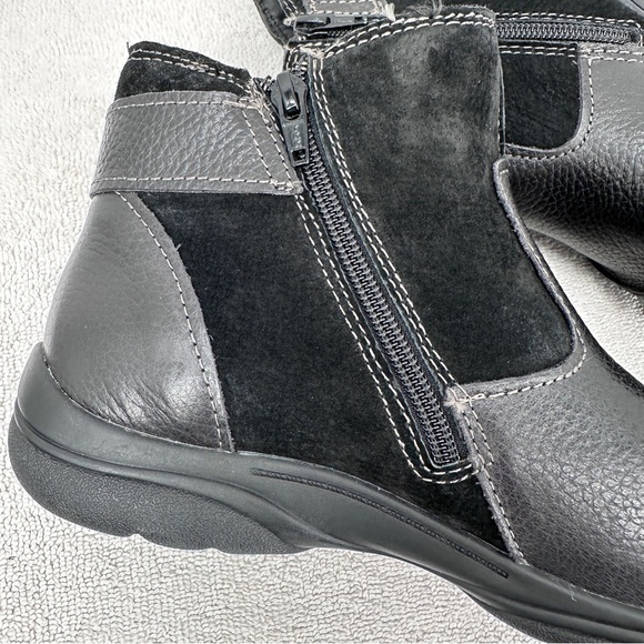 Earth Origins Dayton Leather Ankle Boots 8M Black Buckle Zip Closure NEW - Picture 8 of 11
